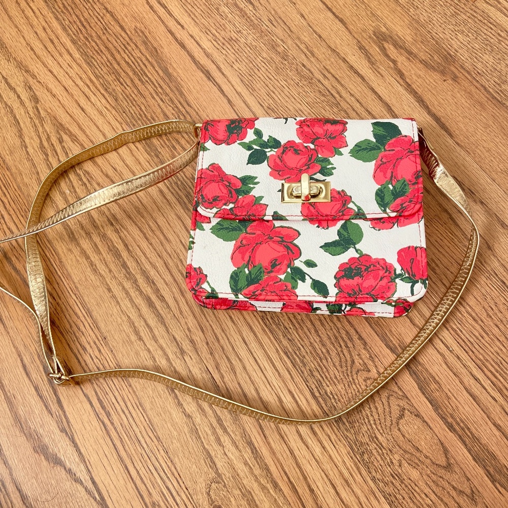Disney belle crossbody purse with roses